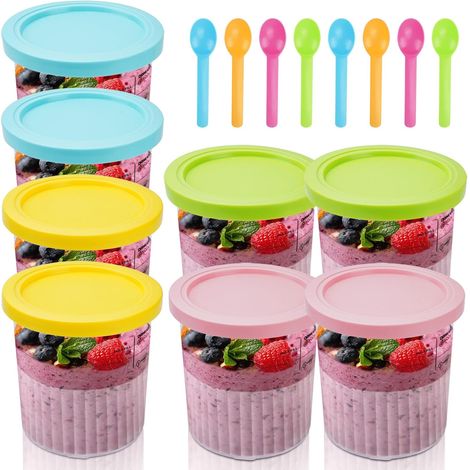Lot de 8 boîtes de rangement pour ninja Creami Deluxe Pints compatible NC501, série NC500, 680 ml, sans BPA, passe au lave-vaisselle (8 pièces)