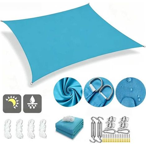 Rechteckiges, hochdichtes Sonnensegel + Montageset UV beständig atmungsaktiv blockiert 90 % der UV Strahlen Sonnensegel wasserdichte Outdoor Über (1/5)