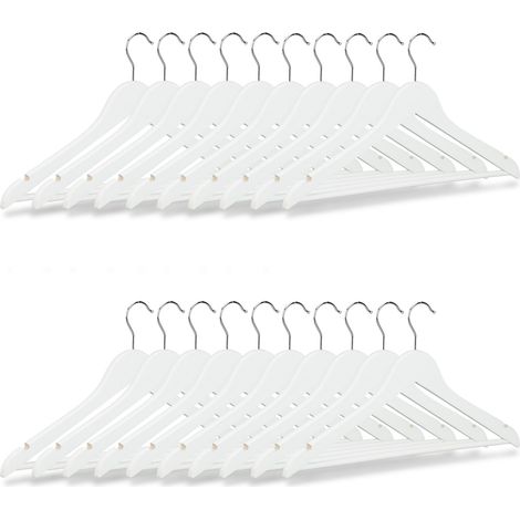 Relaxdays Pack de 20 Perchas Ropa para Pantalones y Camisas, Blanco, 23 x 44 x 1 cm