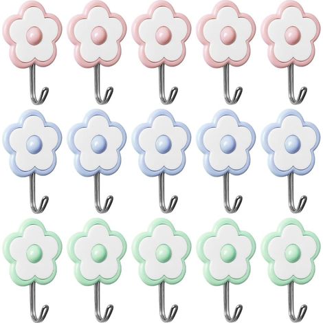 Lot de 25 crochets muraux autocollants en forme de fleur de (1/5)
