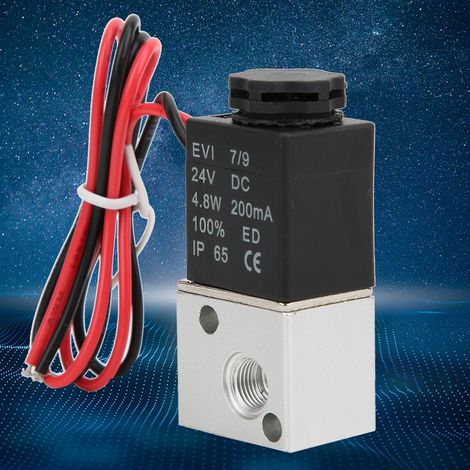 Électrovanne à action directe pour eau, air et huile, 2 positions, 3 voies, corps en alliage d'aluminium, G1/8 po (DC24V) (1/5)