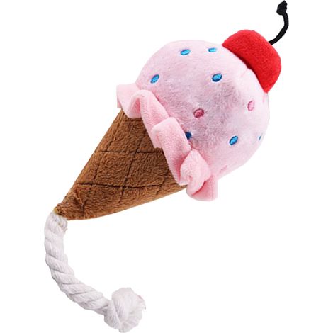 Jouet à mâcher pour animaux de compagnie en forme de glace, peluche douce, jouet à mordiller pour chiens, jouet de dentition interactif anti-anxiété rose (1/2)