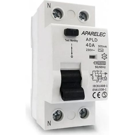Interruptor Diferencial Bipolar 300mA Aparelec clase AC Intensidad 63A