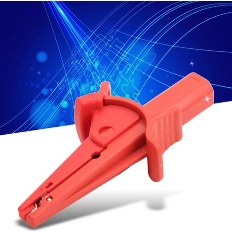 J.60041 Sicherheitsprüfklemme, Krokodilklemme mit 4 mm Schutzbananenstecker am Ende, Stromprüfklemme, rot. (1/5)