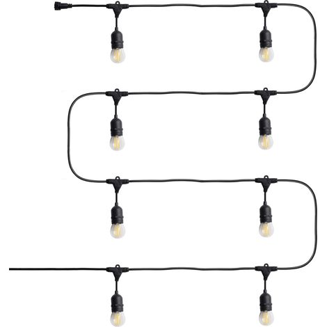 Kit Guirlande Waterproof 5.5m Noire + 8 Ampoules LED E27 Filament 4W 4000K Blanc neutre (1/5)
