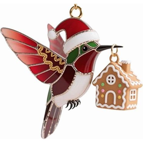 Guirlande De Perroquets Colibris - Décor De Noël Avec Chapeau De Père Noël - Pour Arbre De Noël Porte Fenêtre Jardin Extérieur - Lot De 4