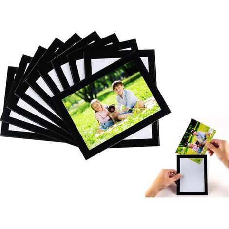 Lot de 10 cadres photo magnétiques noirs – 5"x7" – Autocollants – Pour frigo, bureau, école et maison (1/5)