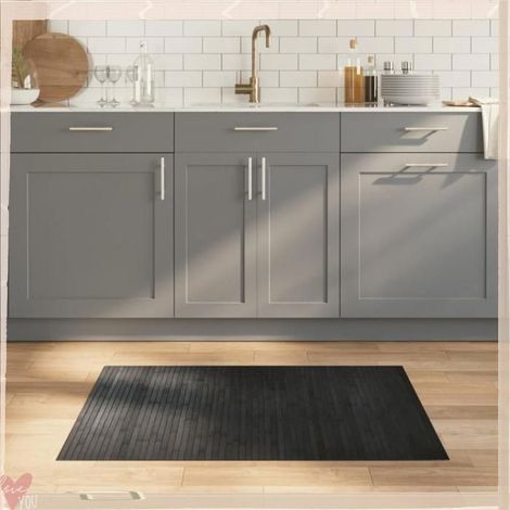 376742 Tapis rectangulaire gris 70x100 cm bambou (1/5)