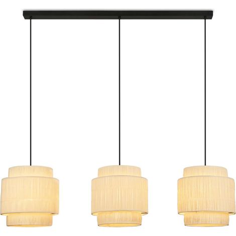 Briloner Papper Pendelleuchte, Bastschirm, 3-Flammig, Boho-Stil, E27 Fassung, Natur, 116 x 25 x 128,5 cm
