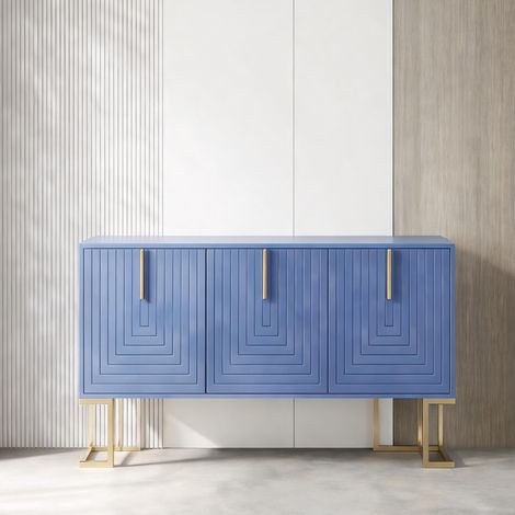 Buffet coloris navy bleu en MDF 138 x 40 x 80,5 cm (1/5)
