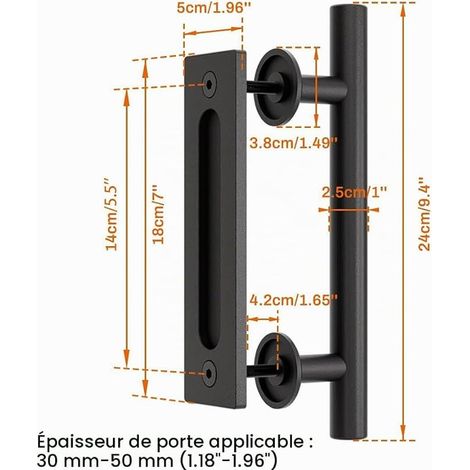poignee de porte coulissante Pour la porte de grange coulissante (1/2)