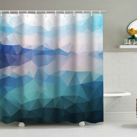 Duschvorhang mit Marmormuster (150 x 180 cm), bedruckter, wasserdichter Stoffduschvorhang, Duschvorhang aus Polyester mit geometrischem Muster, inklusive 12 Haken.
