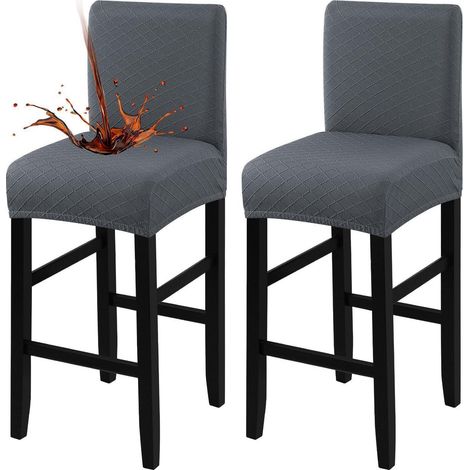 Housses de tabouret de bar imperméables, extensibles, amovibles, 2 gris foncé (1/5)
