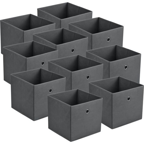 Faltbox 10er-Set 30x30x28 cm Vliesstoff Dunkelgrau en.casa