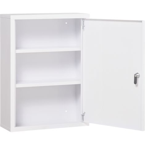 Armoire à pharmacie 3 compartiments porte verrouillable acier blanc 40x15x53,5 cm
