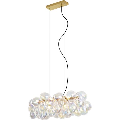 Design-Hängeleuchte Gold mit Regenbogen-Glas 8-flammig - Uvas