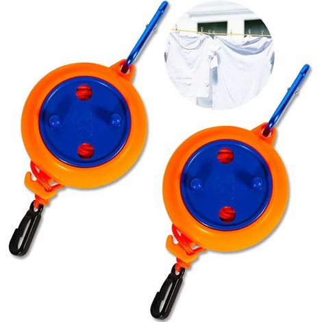 Corde à Linge Rétractable, 2 Pièces Voyage Camping Lignes de Séchage 8M Réglable Clothesline avec Boucle de Suspension pour Balcon Jardin Intérieur Extérieur – Orange