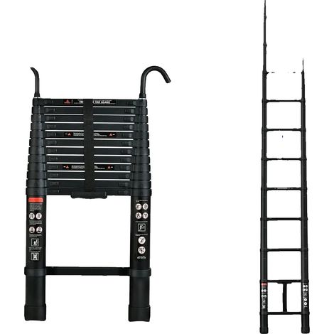 Échelle télescopique, alliage d'aluminium, capacité de charge de 150 kg, 3.8m(12.5FT) (1/2)