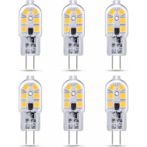 LaBlanc - Confezione da 6 LED G4 2W 12V AC/DC Bianco Freddo 6000K per Cappa Aspirante, 200lm, equivalenti a Lampadina Alogena G4 da 10W 20W, non dimmerabile, LED Bi-pin G4 12V per Lampadario/Camper