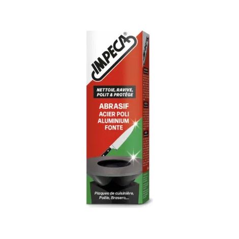 Limpiador restaurador abrasivo Impeca, acero pulido, aluminio, hierro fundido, 100ml.
