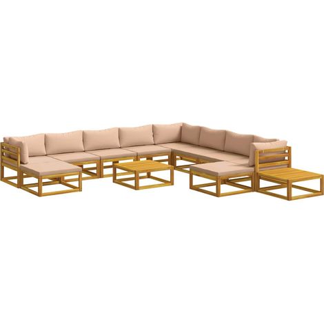 Ensemble de Canapés 12 pc Naturel Bois d'Acacia Massif vidaXL