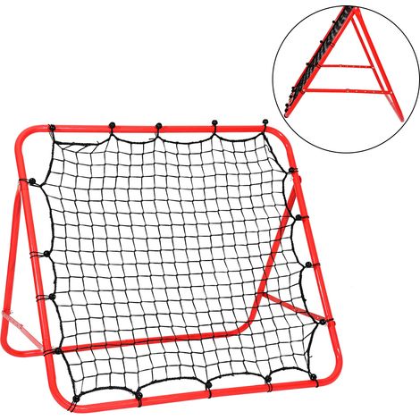 TolleTour Fußball-Rückprallnetz mit Stahlrohrrahmen, verstellbarer Neigungswinkel, PE-Netz, Rebounder für Pass-, Schuss- und Reaktionstraining, Rot, 103 x 100 x 72 cm