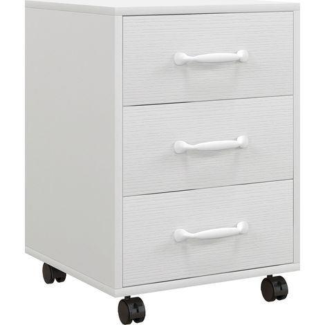 HOMCOM File Cabinet with 3 Drawers, Under Desk Mobile Filing Cabinet White (1/5)