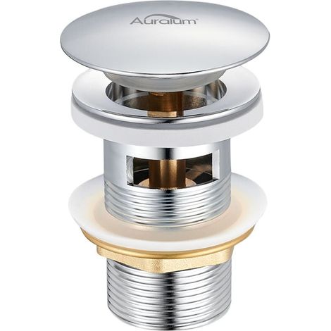 Desagüe de lavabo YMYNY, desagüe emergente con rebosadero automático, universal, cromado, para lavabo, bañera y baño (1/5)