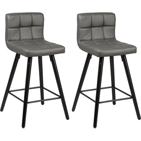 Lot de 2 tabourets de bar 39x43x91 cm gris et anthracite - ASTORIA