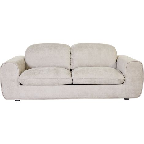 Wandlungssofa mit verstellbaren Kopfstützen 3-Sitzer aus chenille Samtstoff beige NOAM