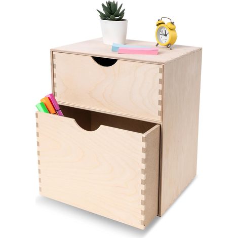 Petite Commode en Bois 2 Tiroirs - 25 x 20 x 31 cm