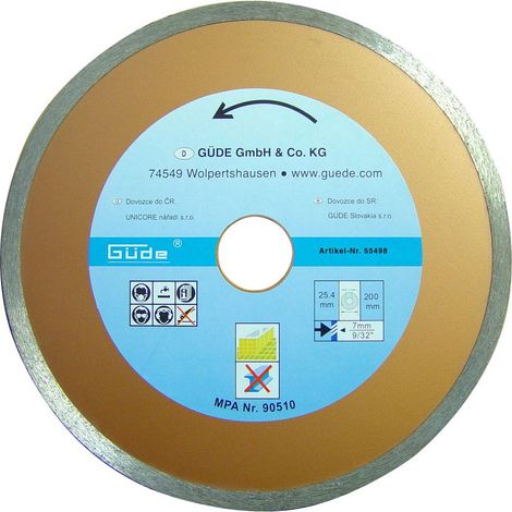 Güde Diamantscheibe 200x25,4mm zu Radialfliesenschneider RFS 200 Trennscheibe (1/2)
