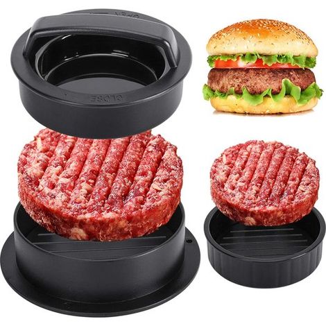 Prensa para hamburguesas, Prensa para hamburguesas 3 en 1, Prensa y moldeadora de hamburguesas, Prensa para hamburguesas y carne (1/5)