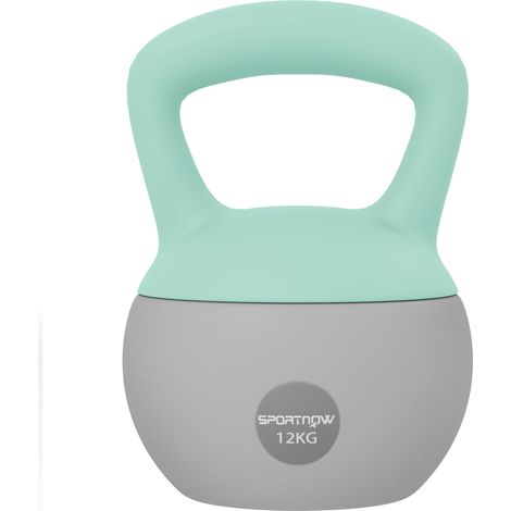 SPORTNOW pesa rusa 12 kg, kettlebell relleno de arena metálica y mango antideslizante, para entrenamiento en casa, gimnasio, verde y gris (1/5)
