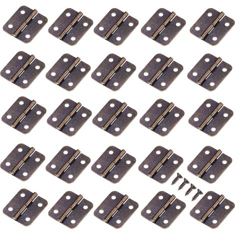 Lot de 50 mini charnières avec vis assorties pour boîte à bijoux en bois (bronze antique) (1/5)