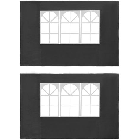 Lot de 2 Paroi de tente de réception Style Moderne - Recouvrement de remplacement - avec fenêtre PE Anthracite Chic-246793 (1/3)