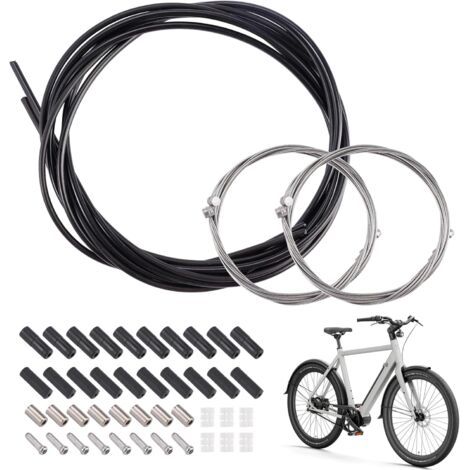 Set de Cable de Frein Vélo, Kit de Gaines de Câbles de Frein de Vélo de Montagne, Universel Kit de Fil de Câble de Changement de Vitesse, Câble De Dérailleur De Vélo, pour VTT, vélo de route (Noir)
