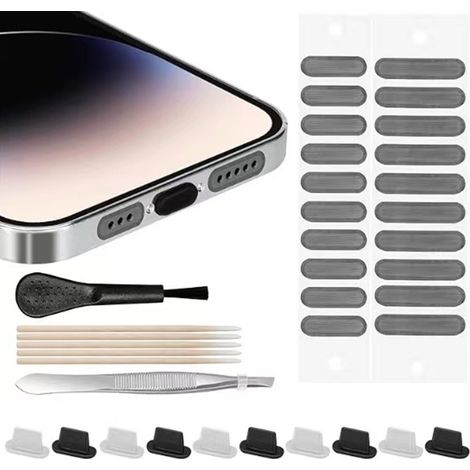 Dust plug kit for Apple iPhone interface, dust plug sticker for speaker, protective case, dust plug kit (1/4)