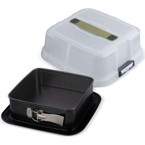 Zenker 7904 - Stampo quadrato per torte, stampo a cerniera, stampo quadrato, stampo a cerniera con coperchio, acciaio, plastica responsabile, 23 x 23 cm (1/5)