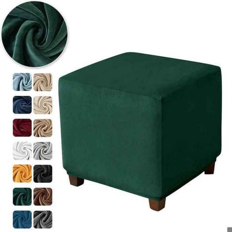 Housse Pour Repose-Pieds - Velours Élastique - Carrée Ou Rectangulaire - Pour Canapé Et Ottoman - 1 Pièce