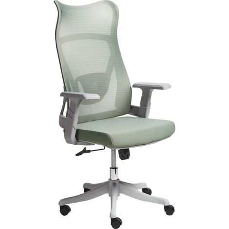 Sedia da ufficio con base girevole e braccioli regolabili in altezza in rete verde Bard (1/5)