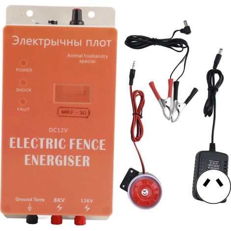 Électrificateur de clôture électrique 30KM, alarme d'animaux à impulsion haute tension sûre pour prise extérieure 100-240VAU (1/5)