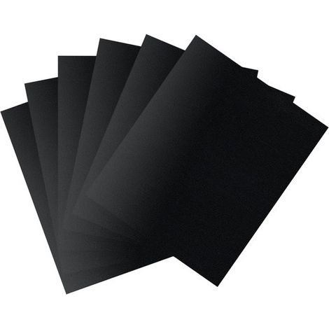 Set di tappetini per griglia con rivestimento antiaderente in PTFE, riutilizzabili per griglie a gas/forni/griglie a carbone, per appassionati di grigliate, neri, 50 x 40 cm, 6 pezzi (1/5)