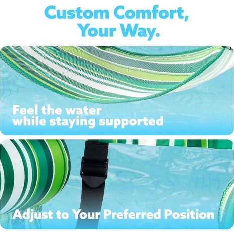 Hamac aquatique gonflable 2 places - Fauteuil flottant - Pompe incluse - Vert/Bleu (1/5)