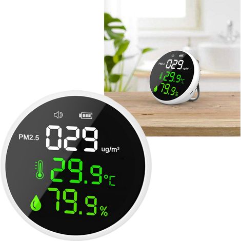 Détecteur de poussières PM2.5 3 en 1 DM1305E + détecteur de température et d'humidité - Mini détecteur de qualité de l'air PM2.5 (1/5)