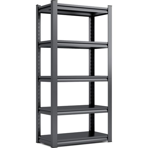 Étagère métallique lourde 5 niveaux réglable 183 cm, capacité 650 kg, noir (1/5)