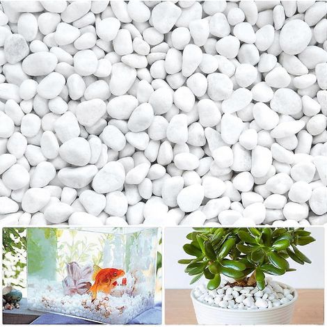 Pierres décoratives, galets blancs, petites pierres décoratives, gravier décoratif naturel, galets, pierres de marbre, pierres naturelles décoratives pour pots de fleurs, Aquar (1/3)
