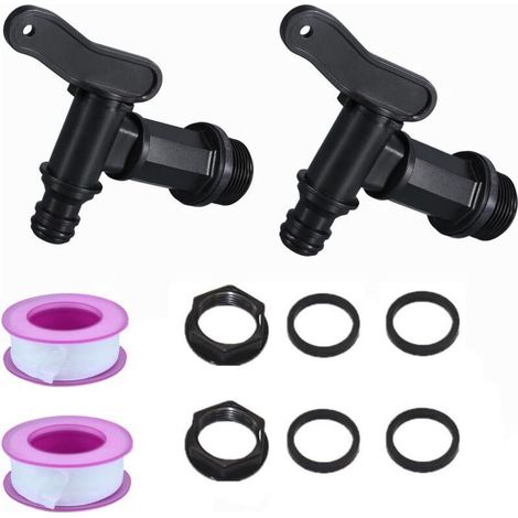 2Pcs Robinet Cuve, Adaptateur de boîte de Rangement d'eau IBC 3/4" Robinet pour Citerne De Pluie Robinet de Rechange (1/5)