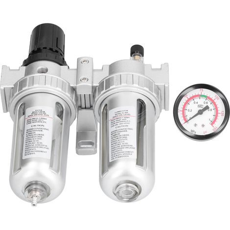 Druckregler mit Luftfilter aus Aluminiumlegierung, Wasser- und Ölabscheider mit Manometer, SFC400 Maschinenbau-Bausatz (1/5)
