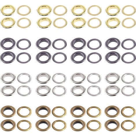 Lot de 64 - Œillets métalliques - Rondelles acier - Réparation toile cuir rideaux - Bricolage décoration - Or argent noir bronze - 25 mm (1/5)